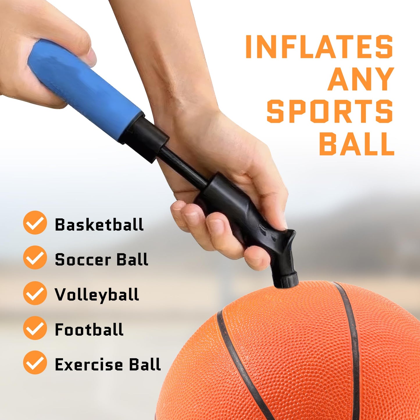 Hand Pump for Sports Balls with Needle Set