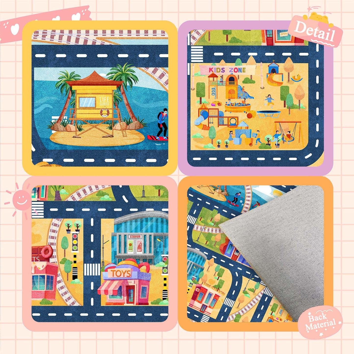 Kids Car Road Play Rug for Playroom