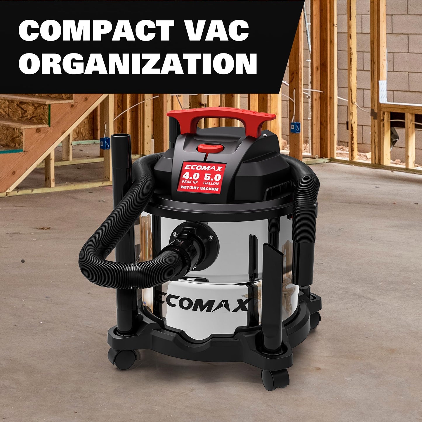 5 Gallon ECOMAX Wet Dry Vacuum with Suction