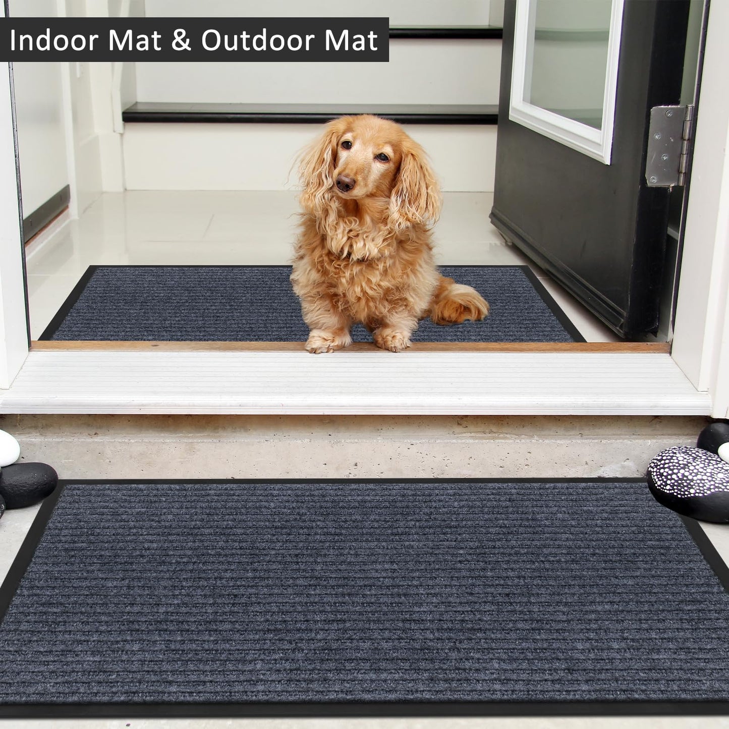 Non-Slip Grey Front Doormat for Indoor/Outdoor