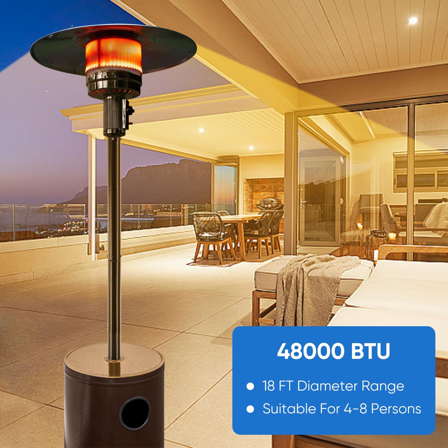 OLIXIS 48,000 BTU Outdoor Patio Heater with Wheels