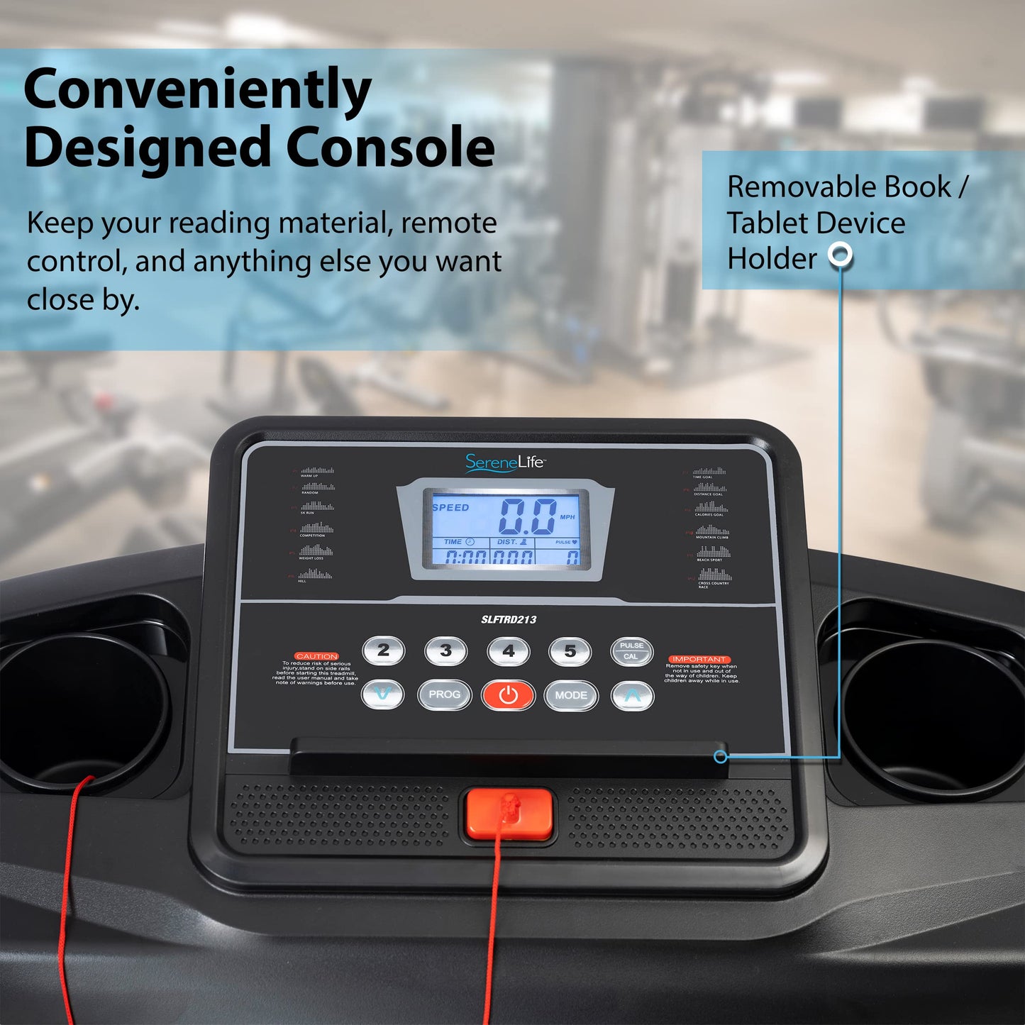 SereneLife Folding Treadmill with Bluetooth & Programs