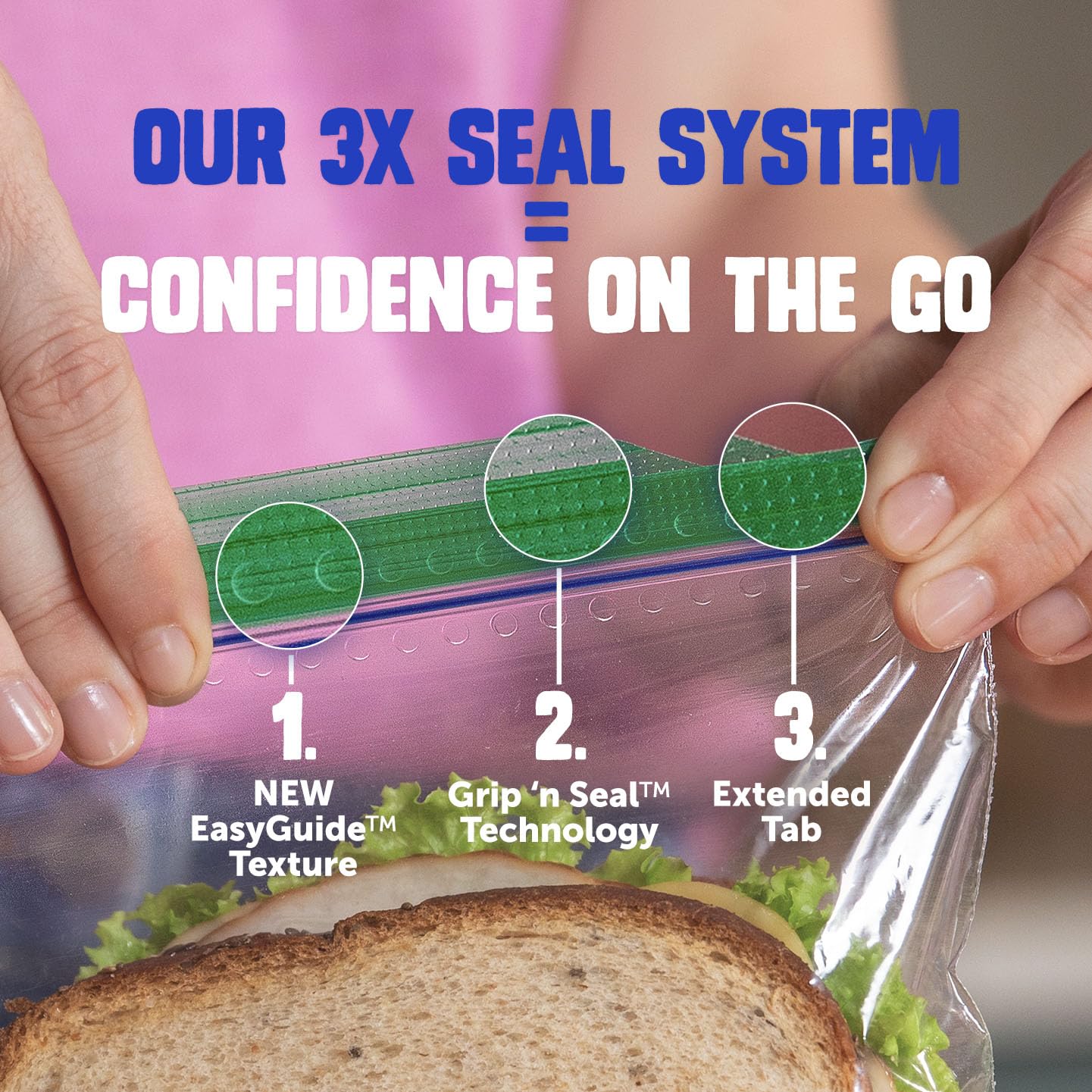 50 Ziploc Sandwich & Snack Bags with Grip Seal