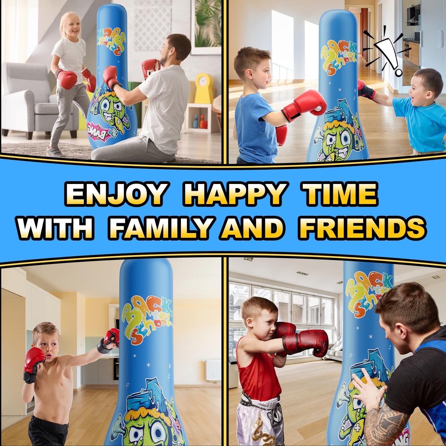 Inflatable Kids Punching Bag for Ages 3-12