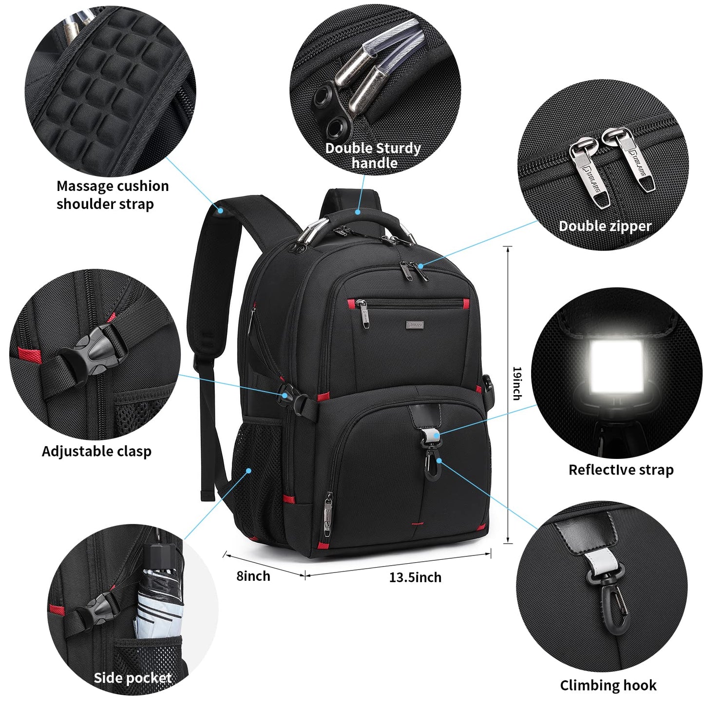 DUSLANG 50L Travel Laptop Backpack for 17"