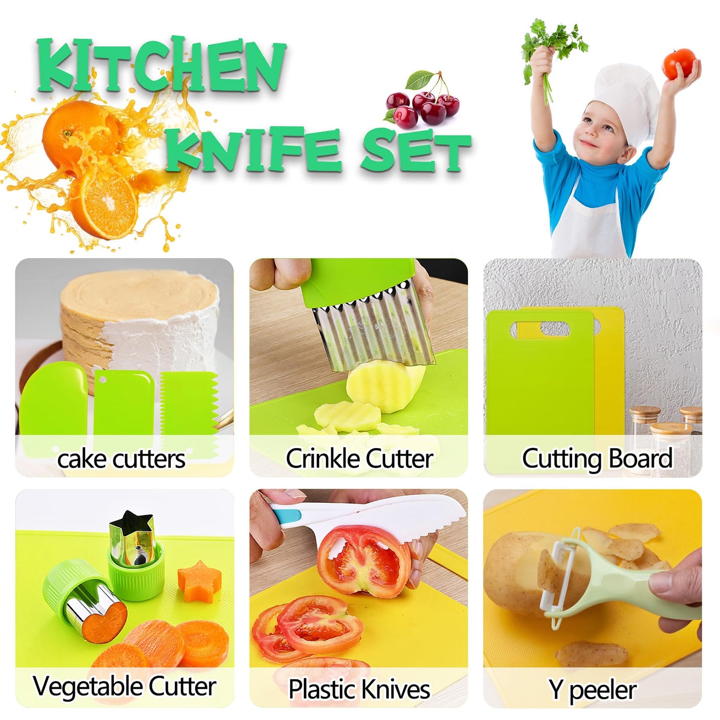 Kids Kitchen Knife Set with Cutting Board
