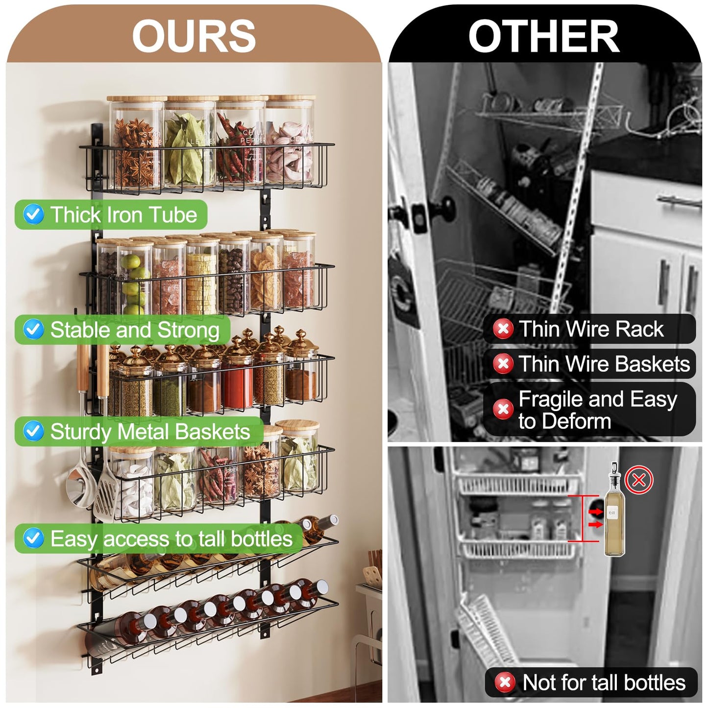 6-Tier Spice Rack Wall Mount Organizer