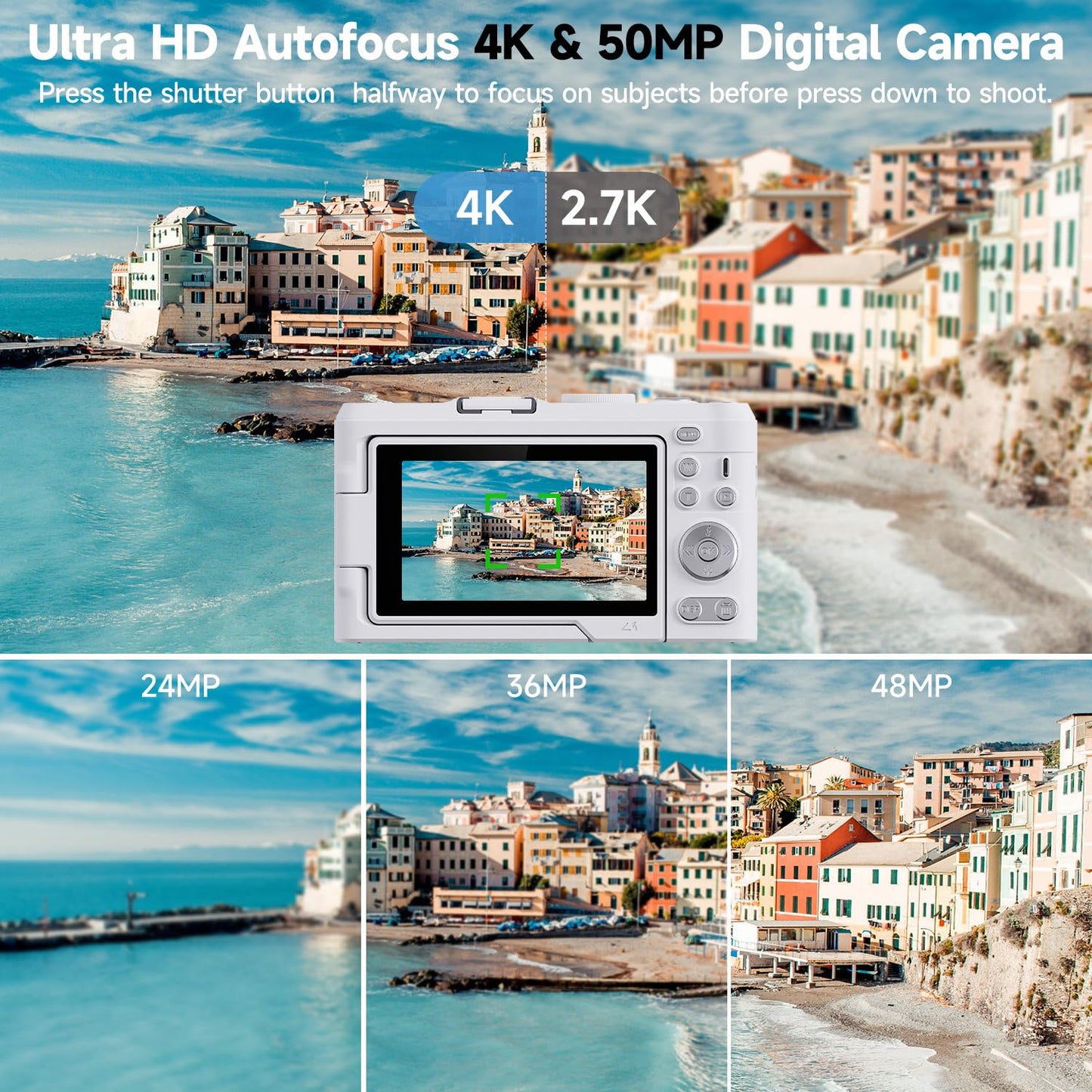 4K 50MP Vlogging Camera with 180° Flip Screen