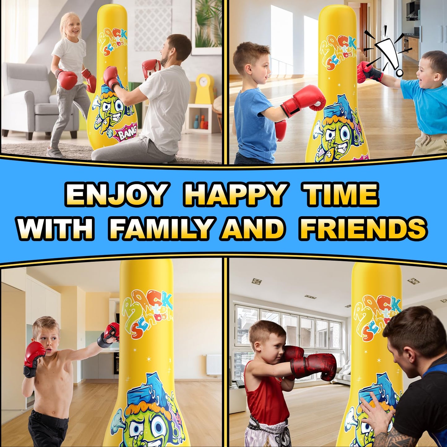 Inflatable Punching Bag for Kids 3-12 Years