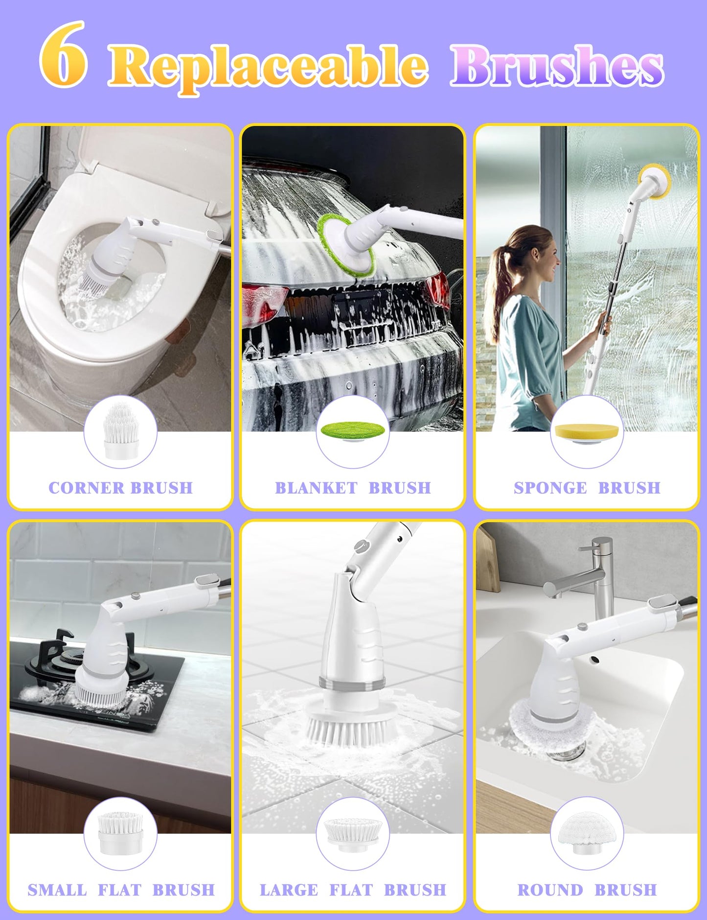 Electric Spin Scrubber with 6 Brush Heads