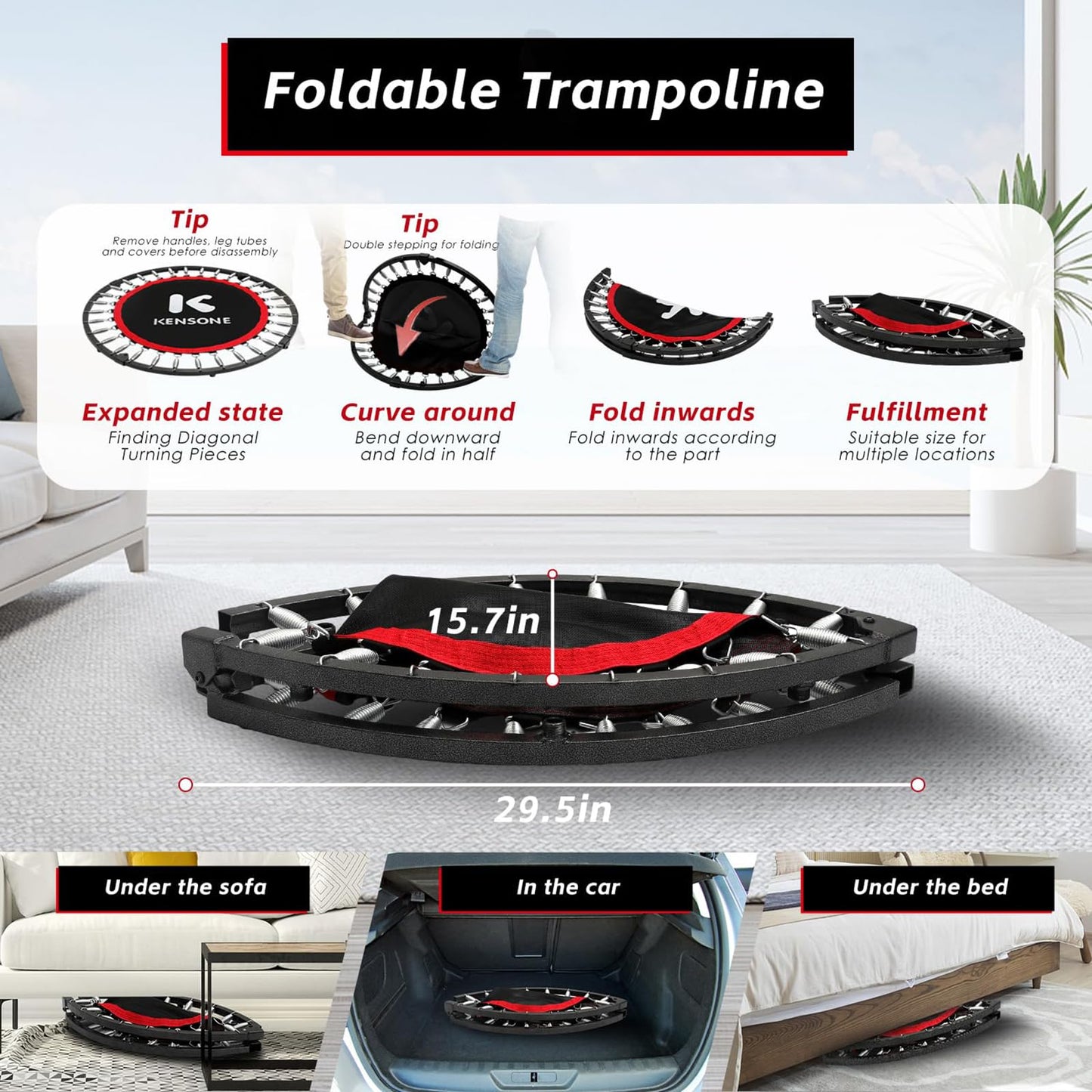 Foldable Mini Trampoline for Indoor Fitness