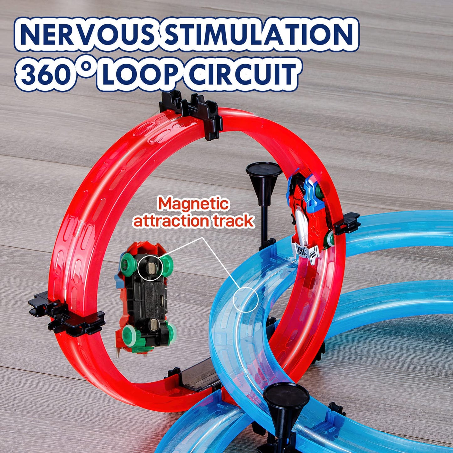 INSGEN Slot Car Race Track Sets for Kids, Hot Magnetic Attraction Track Builder, Electric Remote Control Track Car Birthday Toys for Boys Kids Age 6 7 8-12
