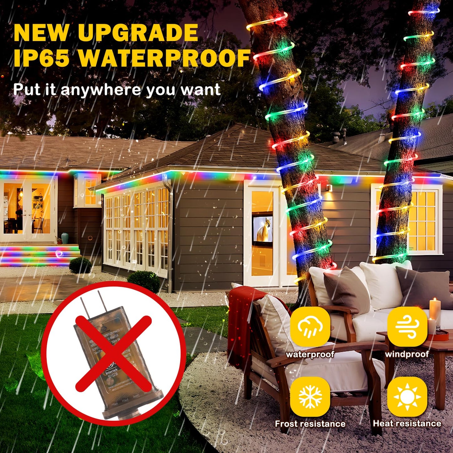 Hezbjiti 2 Pack LED Rope Lights Waterproof Rope Light 197FT 600 LED Flexible Tube Lights with 8 Modes for Garden Patio Bedroom Party Indoor Outdoor Decorations