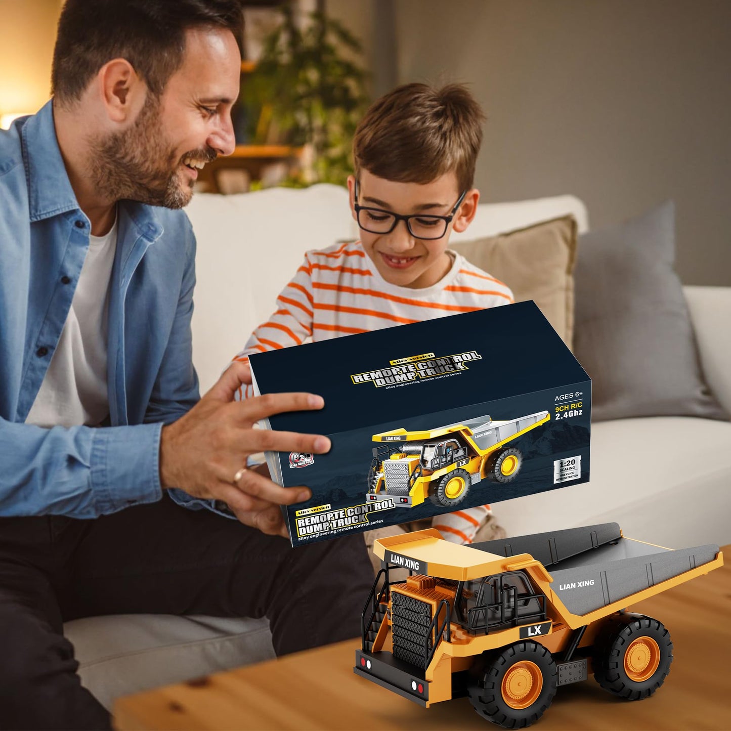 Remote Control Dump Truck Toy with Lights & Sound