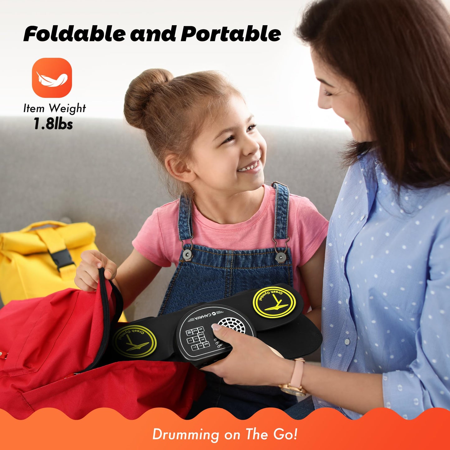 CAHAYA Electronic Drum Pad Set: Roll-up 9-Pads Portable Electric Practice Drum Pads With Built-in Speaker Drum Sticks Foot Pedals Gifts for Kids CY00370-1