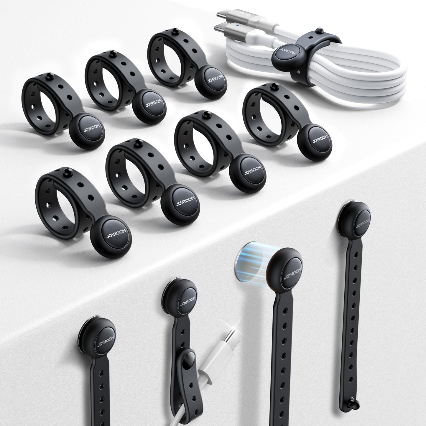 12 Pack JOYROOM Magnetic Cable Ties for Bundling