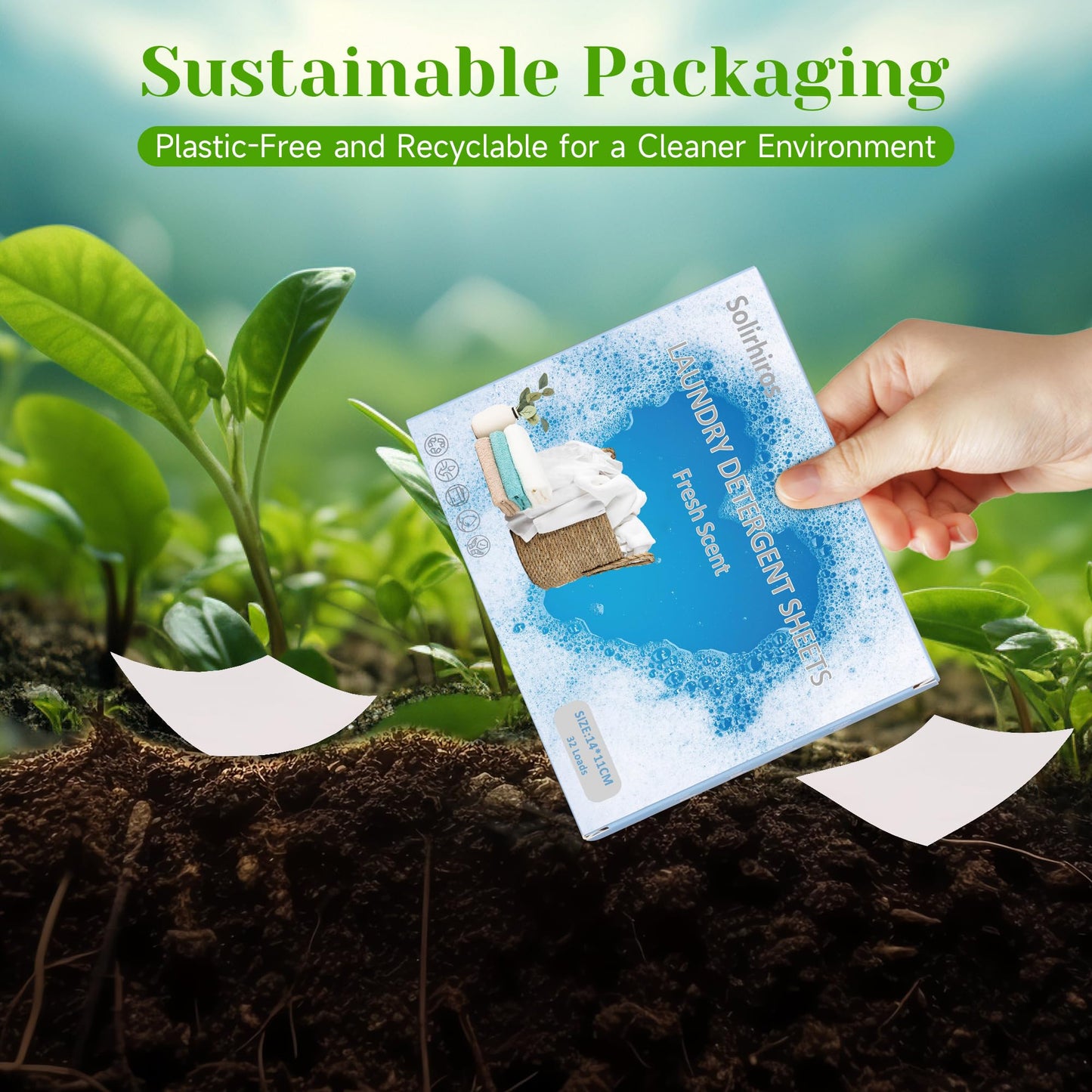 Laundry Detergent Sheets - Laundry Sheets Detergent Eco-friendly No Plastic Recyclable Packaging,Washing Detergent Soap Strips for Home Dorm Travel Camping (L, 32 Load)