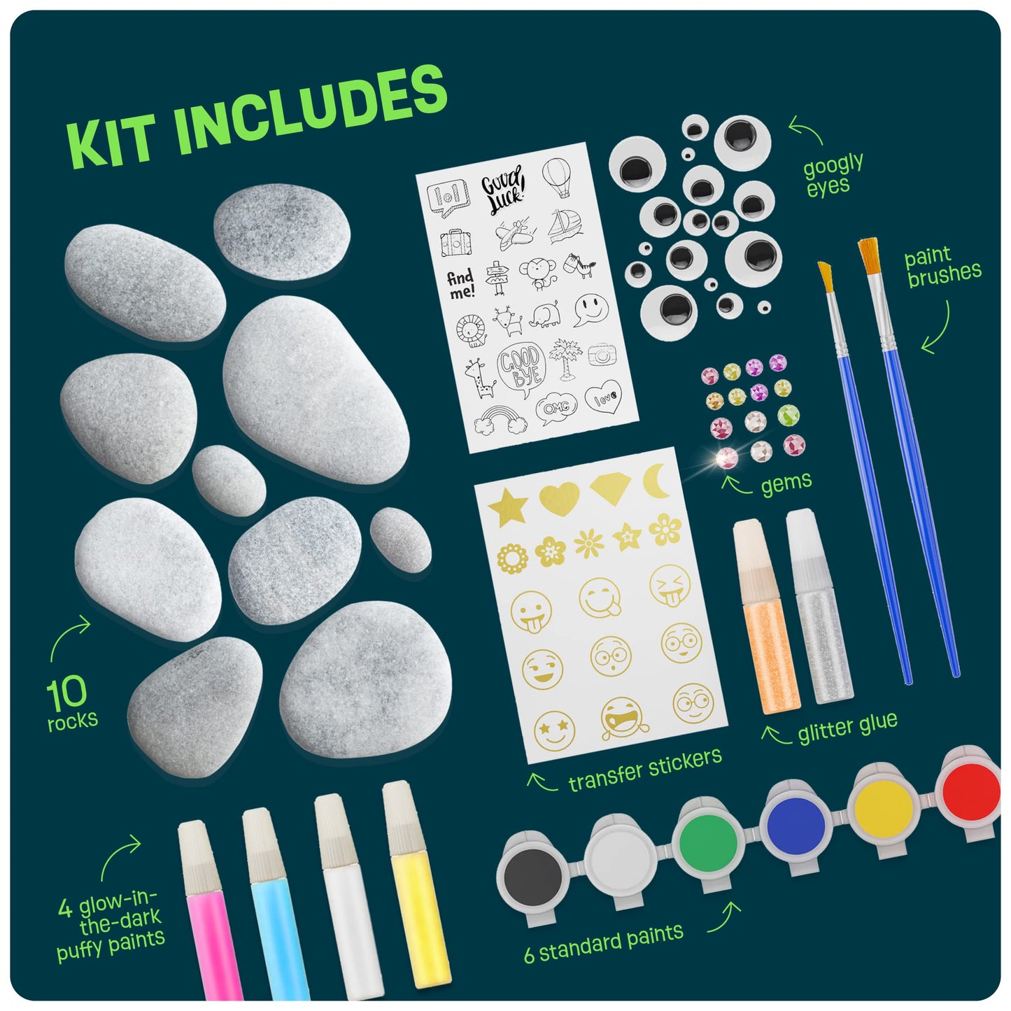 Dan&Darci Rock Painting Kit - Glow in Dark