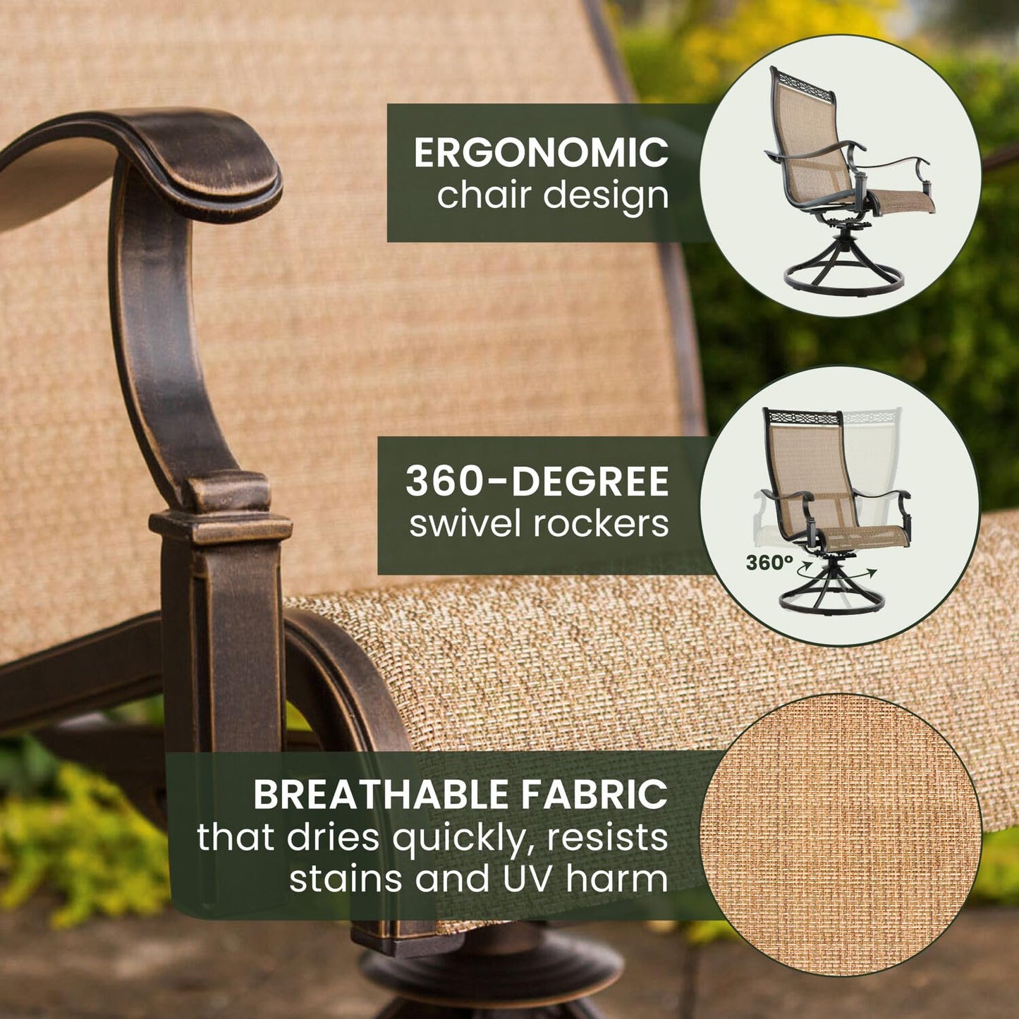 Hanover 7-Piece Outdoor Dining Set with Swivel Rockers