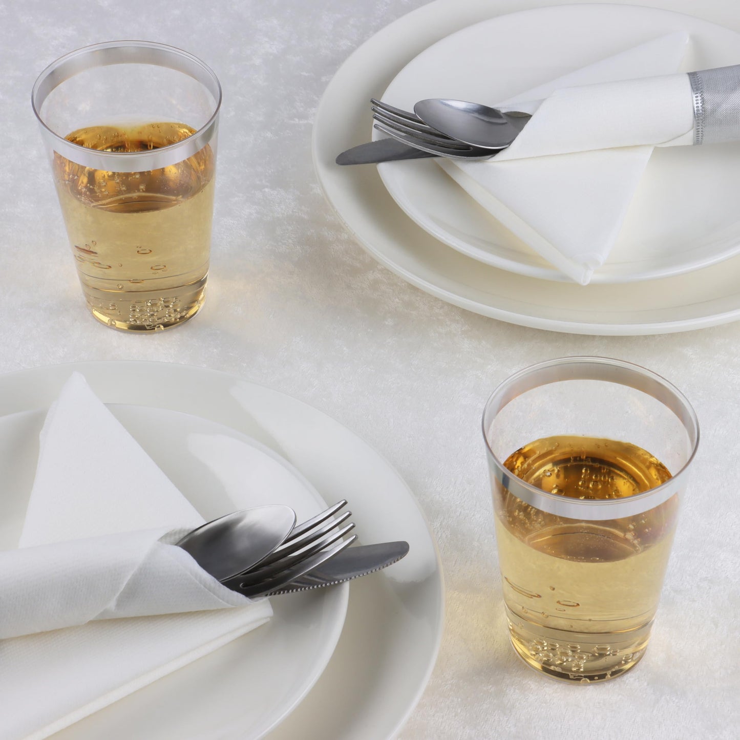 By Madee HEAVYWEIGHT 200 Pack Silver Plastic Cups 10 oz | Silver Rimmed Plastic Cups for Party | Fancy Clear Disposable Cups for Weddings, Birthdays and Special Occasions