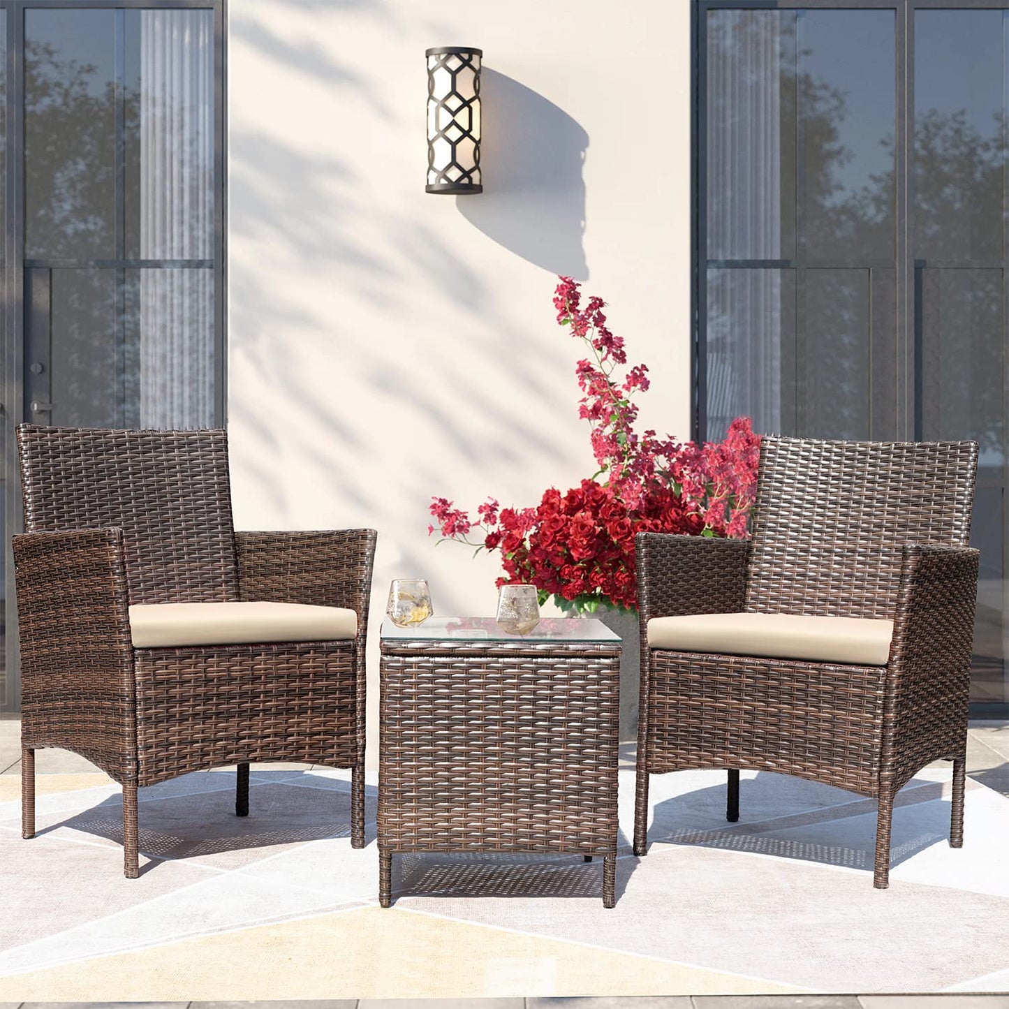 3-Piece Greesum Patio Furniture Set with Cushions