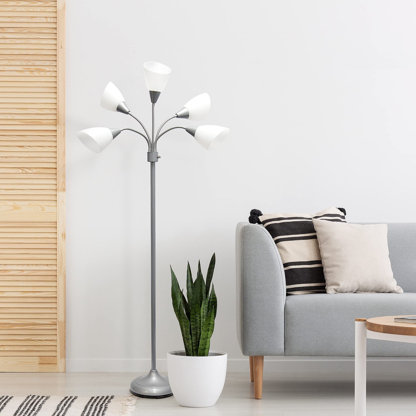 Multi-Head Adjustable Silver Floor Lamp for Kids