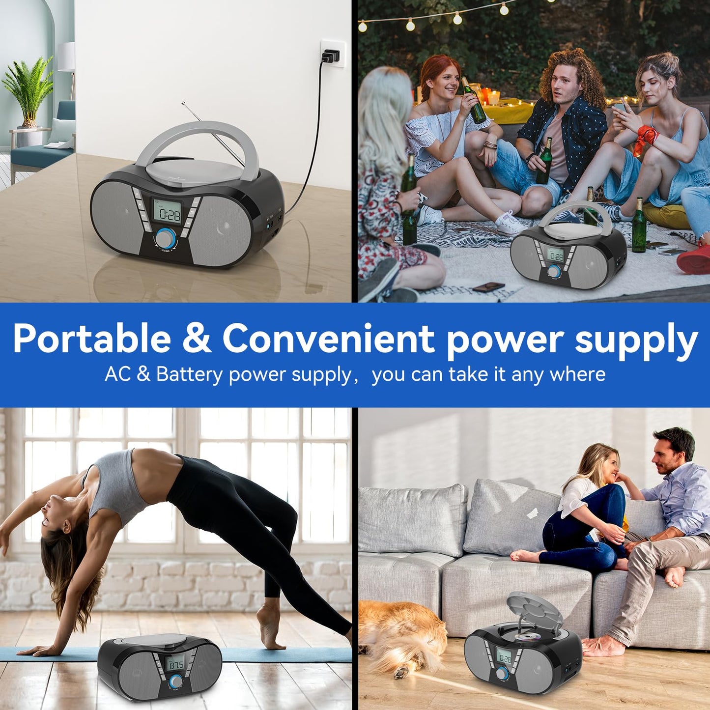 Gueray Portable CD Player with Bluetooth & FM Radio
