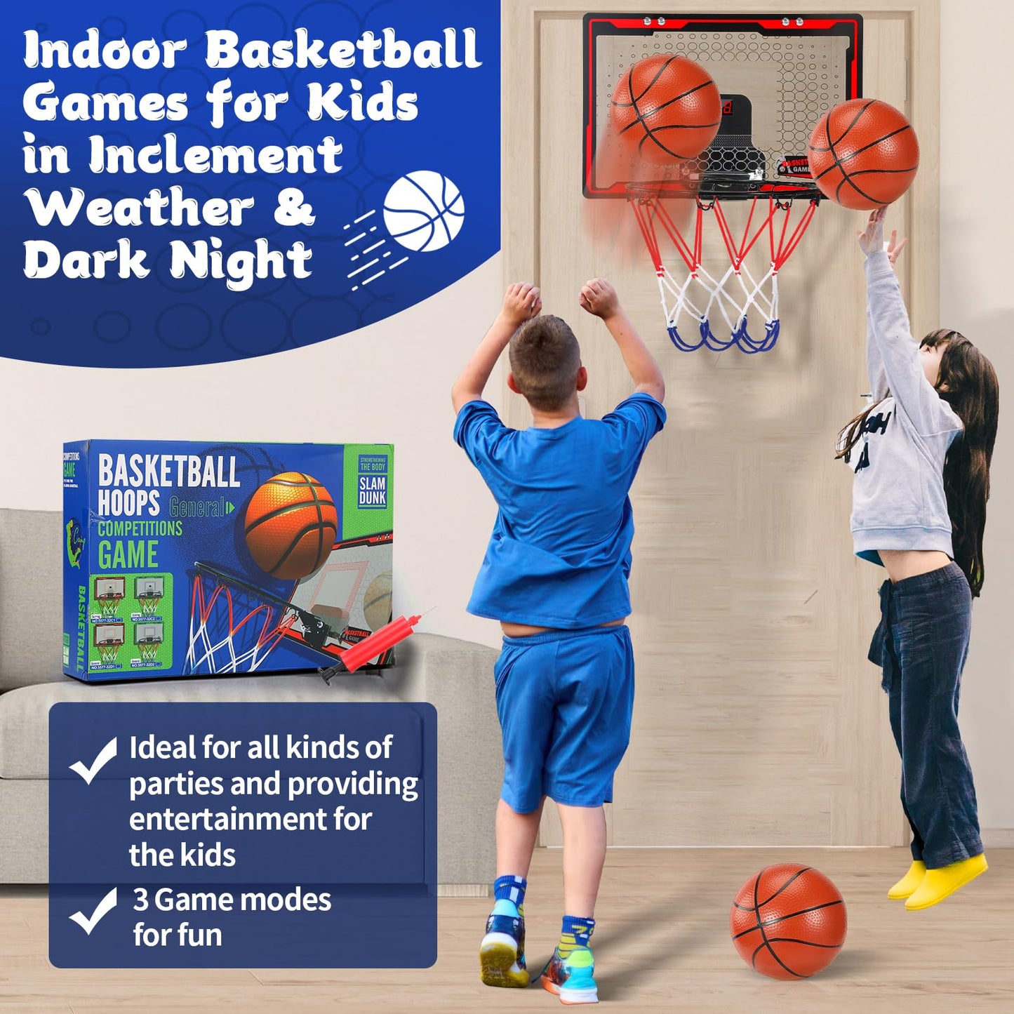 Indoor Mini Basketball Hoop with LED Scoreboard