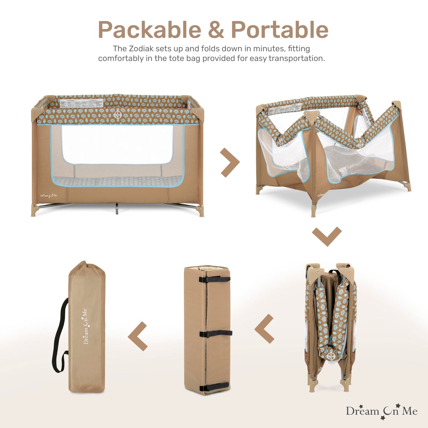 Dream On Me Zodiak Portable Baby Playard - Coffee/Blue
