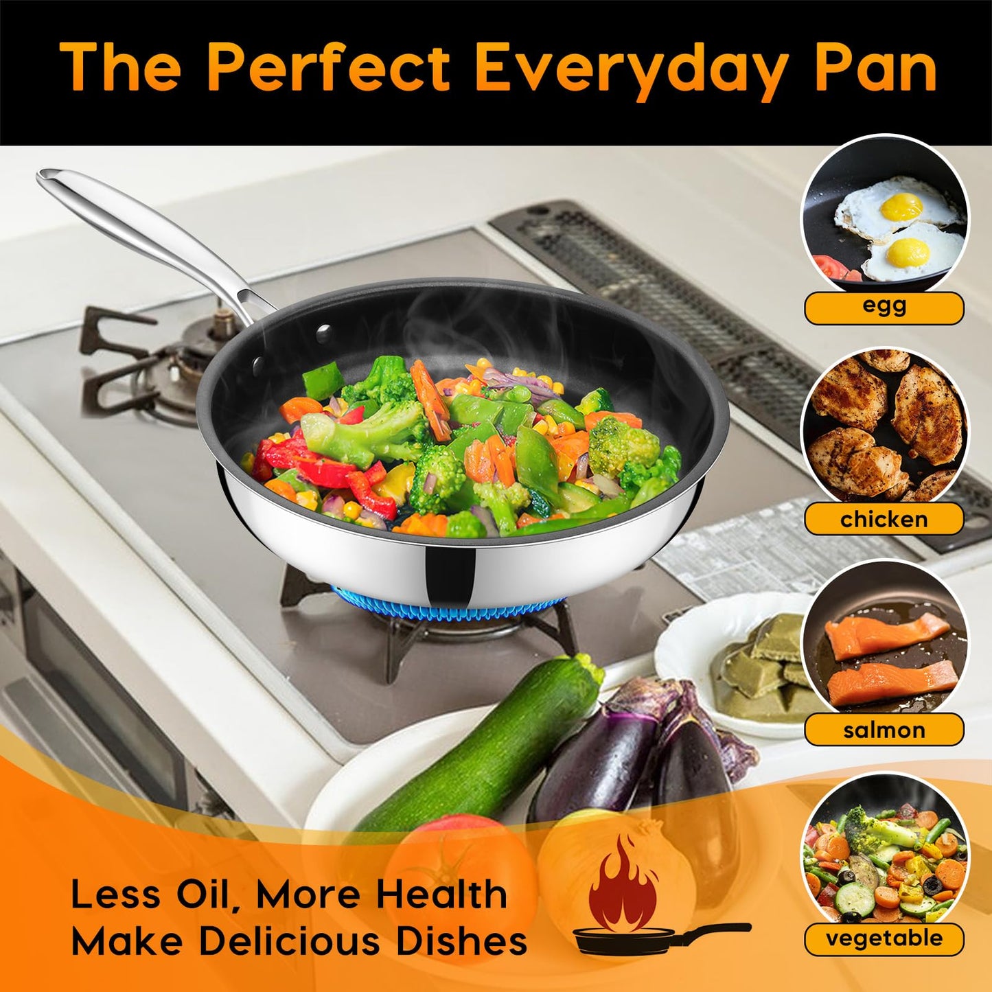 E-far 8" Nonstick Tri-Ply Frying Pan