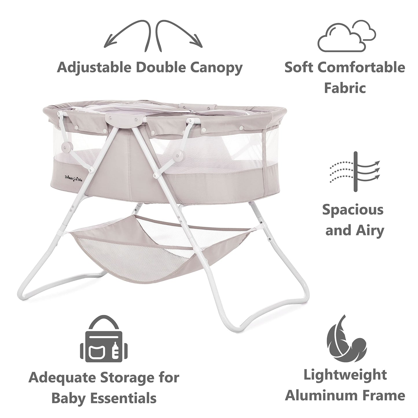 Dream On Me Portable Baby Bassinet with Canopy