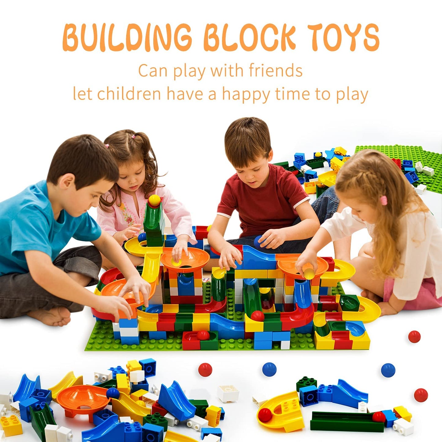 Marble Run,176 Pcs Marble Run Building Blocks, Kids Marble Run Race Track,STEM Learning Toys,Classic Marble Track for Boys Girls Toddler Age 3,4,5,6,7,8