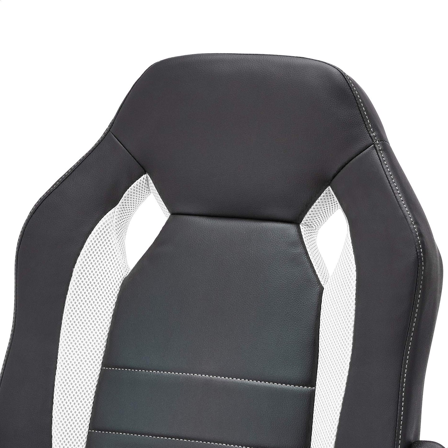 Amazon Basics Racing/Gaming Chair - Faux Leather, 22.6"D x 25.2"W x 44.1"H, White