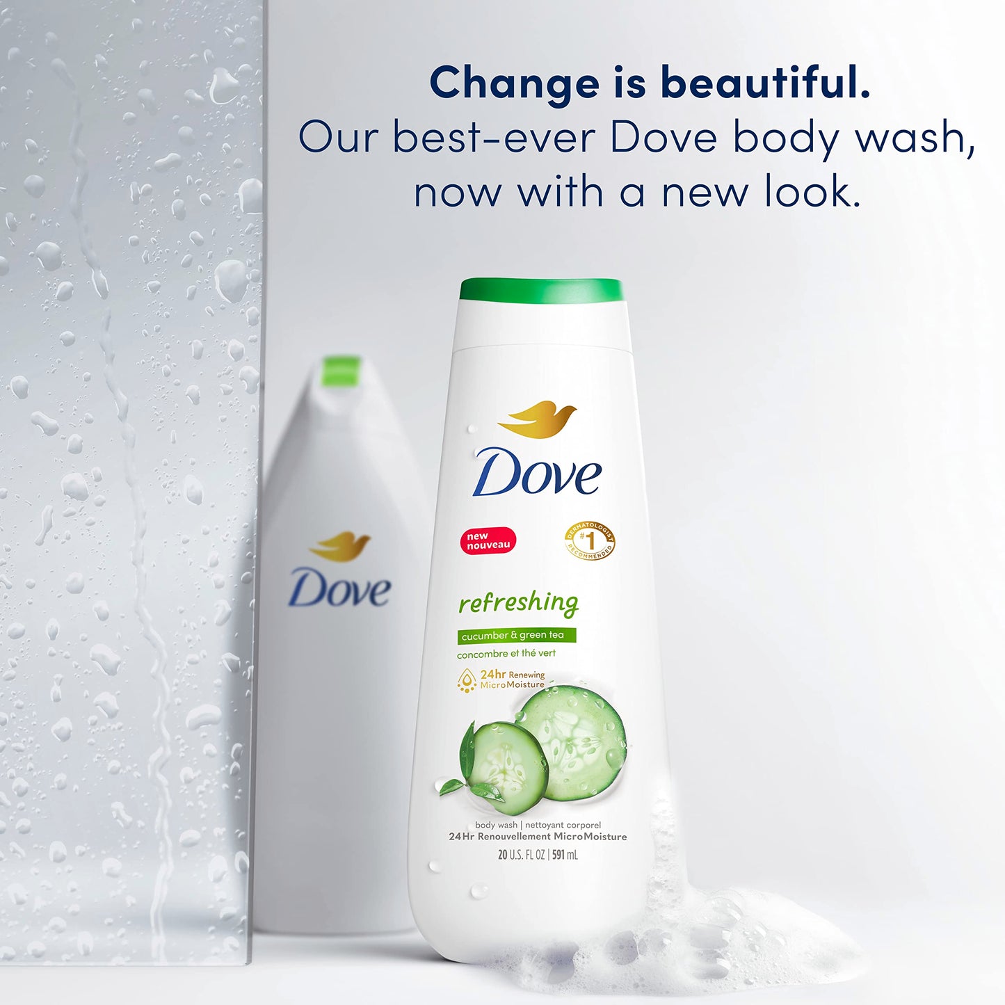Dove Body Wash Refreshing Cucumber and Green Tea Refreshes Skin Cleanser That Effectively Washes Away Bacteria While Nourishing Your Skin 20 oz (Pack of 4)