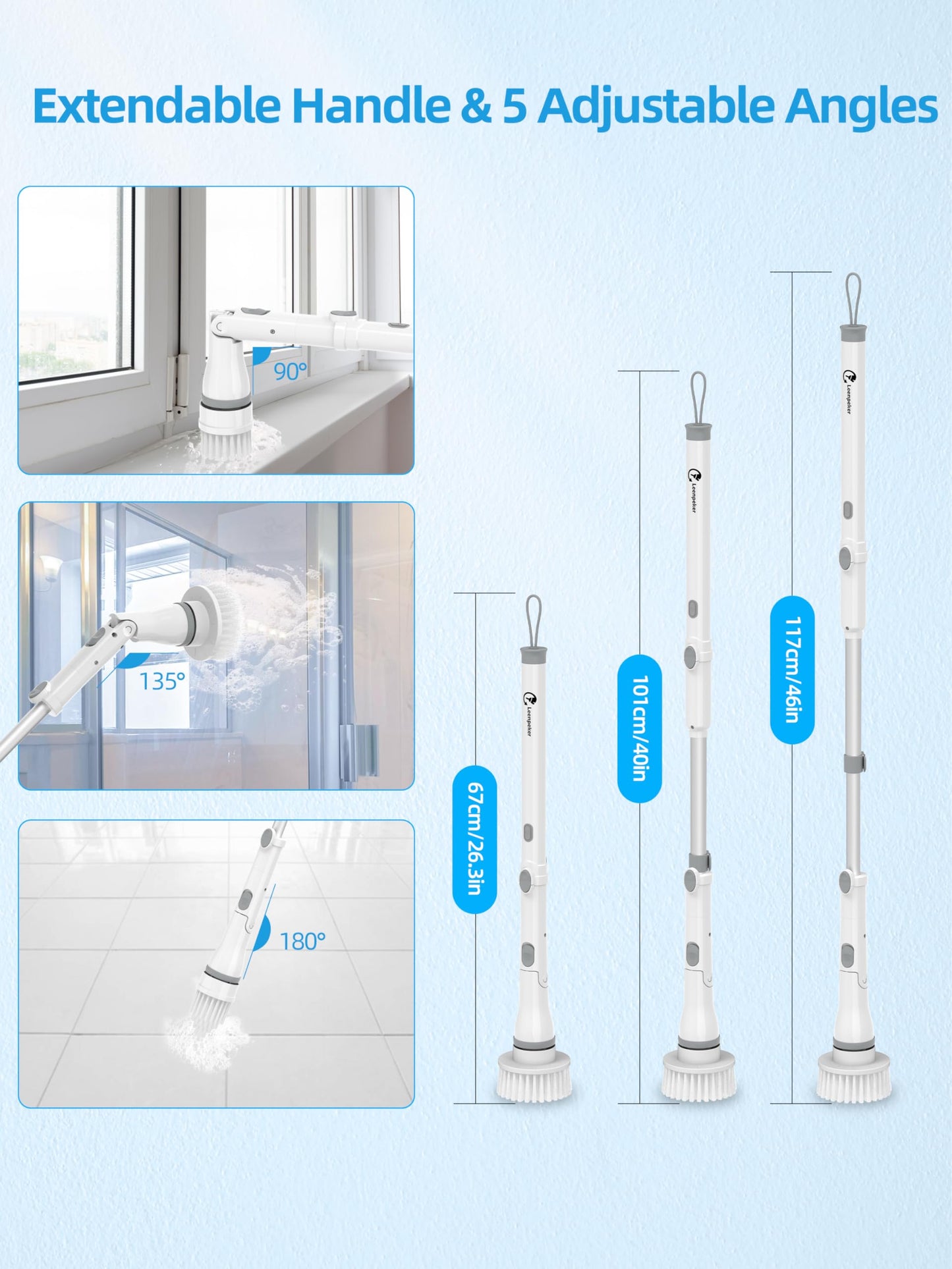 Cordless Electric Spin Scrubber with 6 Brush Heads
