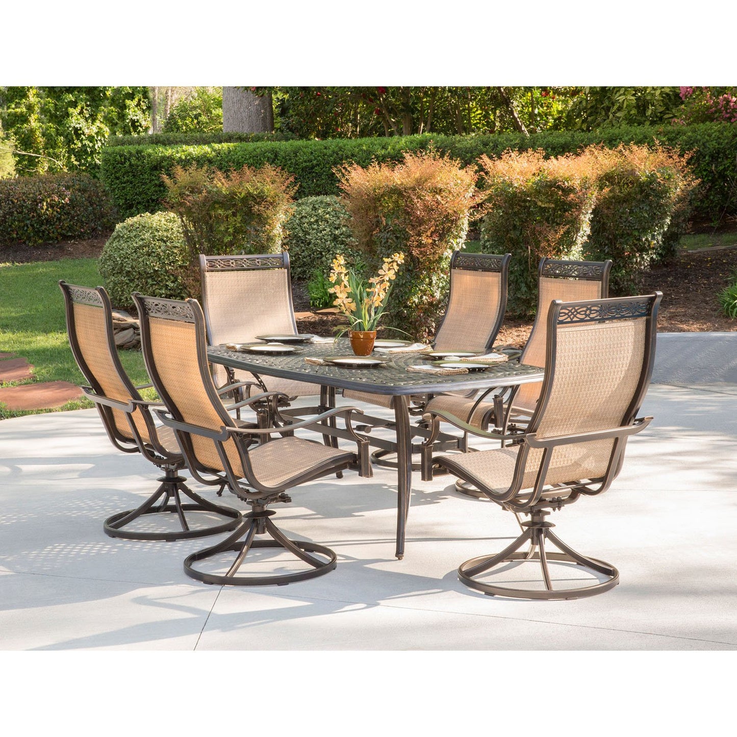 Hanover 7-Piece Outdoor Dining Set with Swivel Rockers
