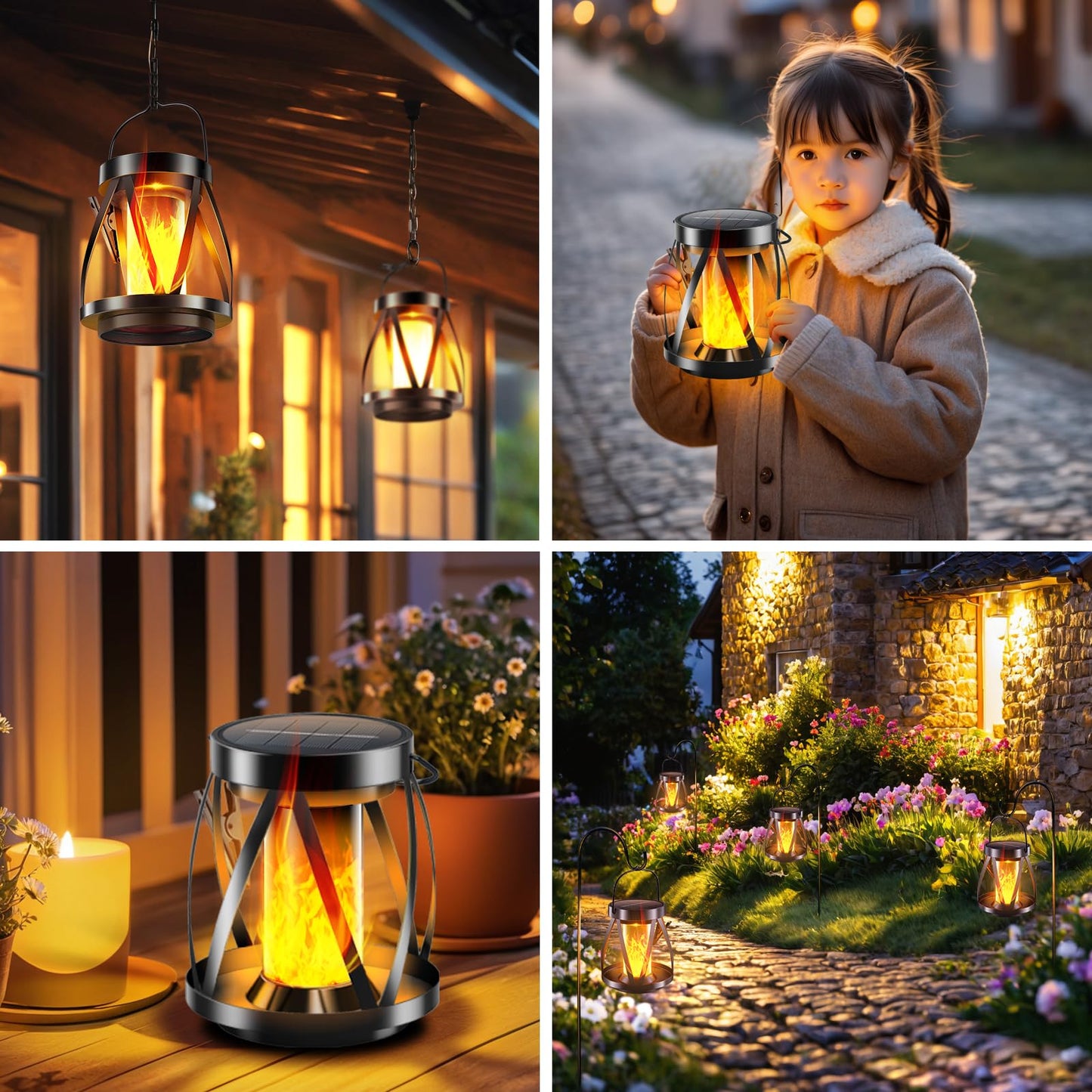 Solar Flickering Flame Lanterns - Garpar Outdoor Lights