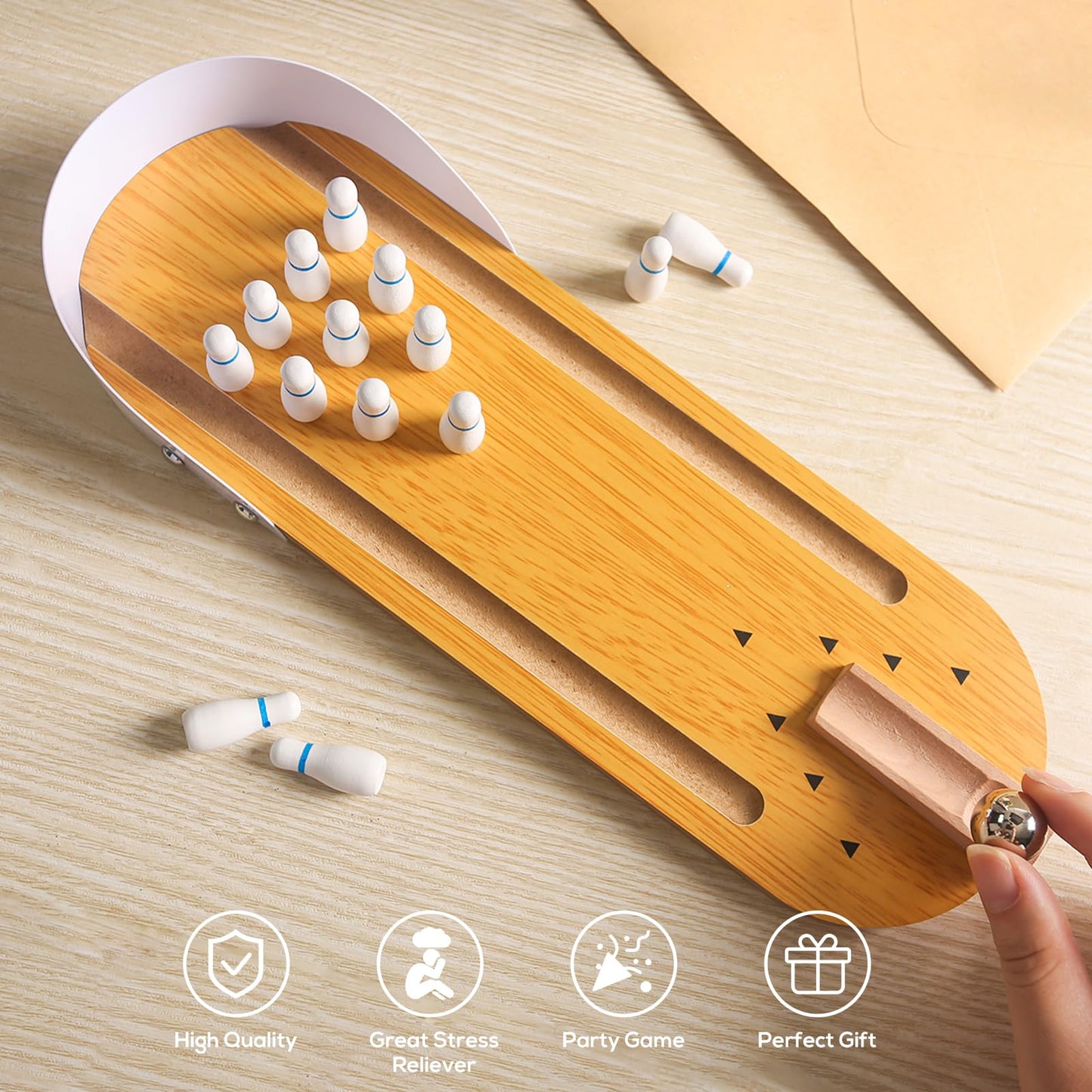 MCPINKY Mini Bowling Game Set, Tabletop Mini Bowling Game Desktop Bowling Game Toy Tiny Home Bowling Alley for Office Desk Games Stress Relievers for Adults, Kids Party Favors