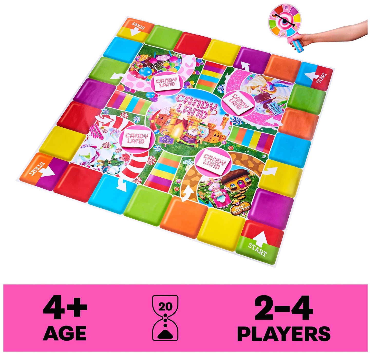 Spin Master Games, Giant Candy Land Game, Activity Game, Kids Party Board Game, Indoor & Outdoor Board Game, Christmas Gifts for Kids, Ages 4+