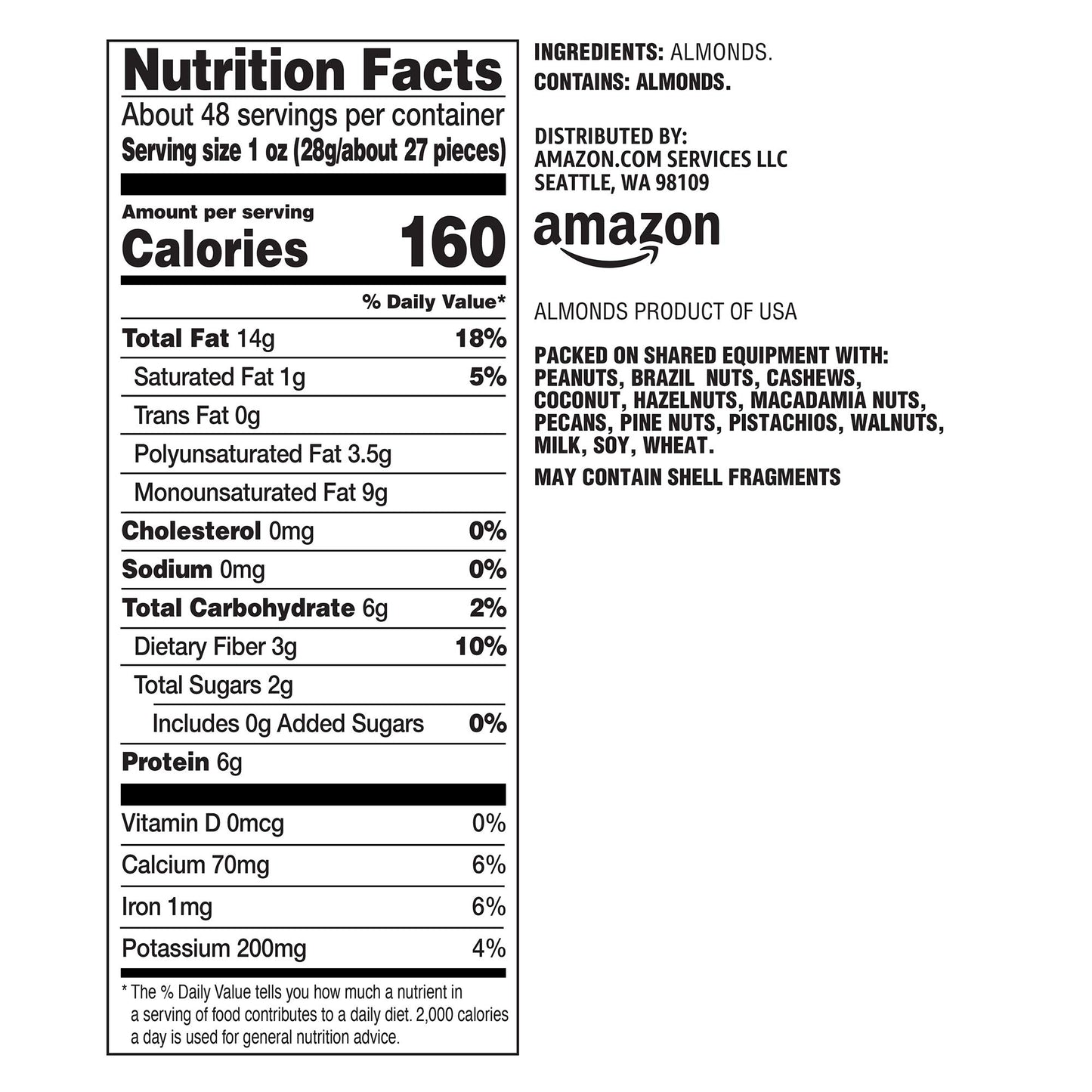 Happy Belly Whole Raw Almonds, 48 Ounce