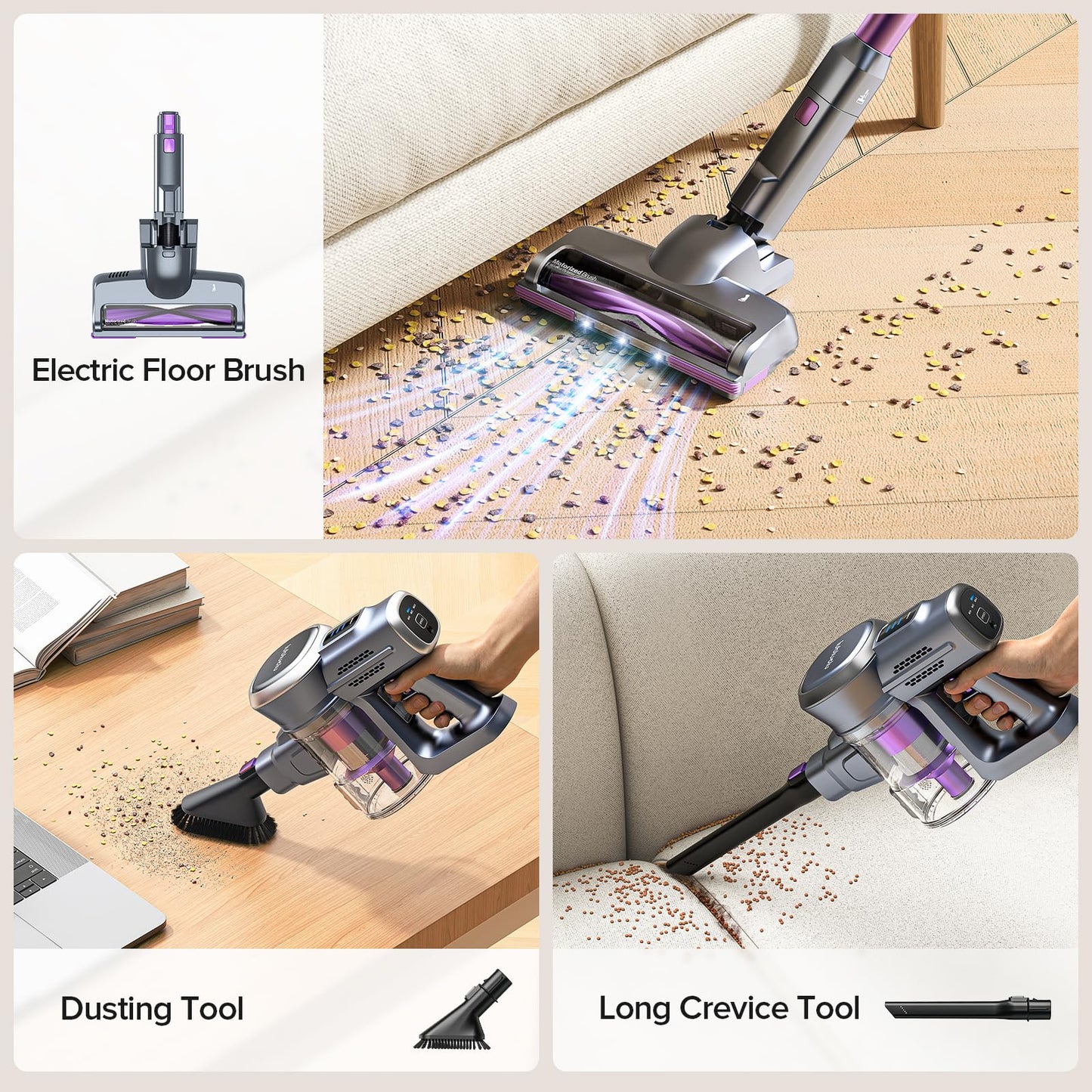 Cordless Vacuum Cleaner with LED Display & Suction