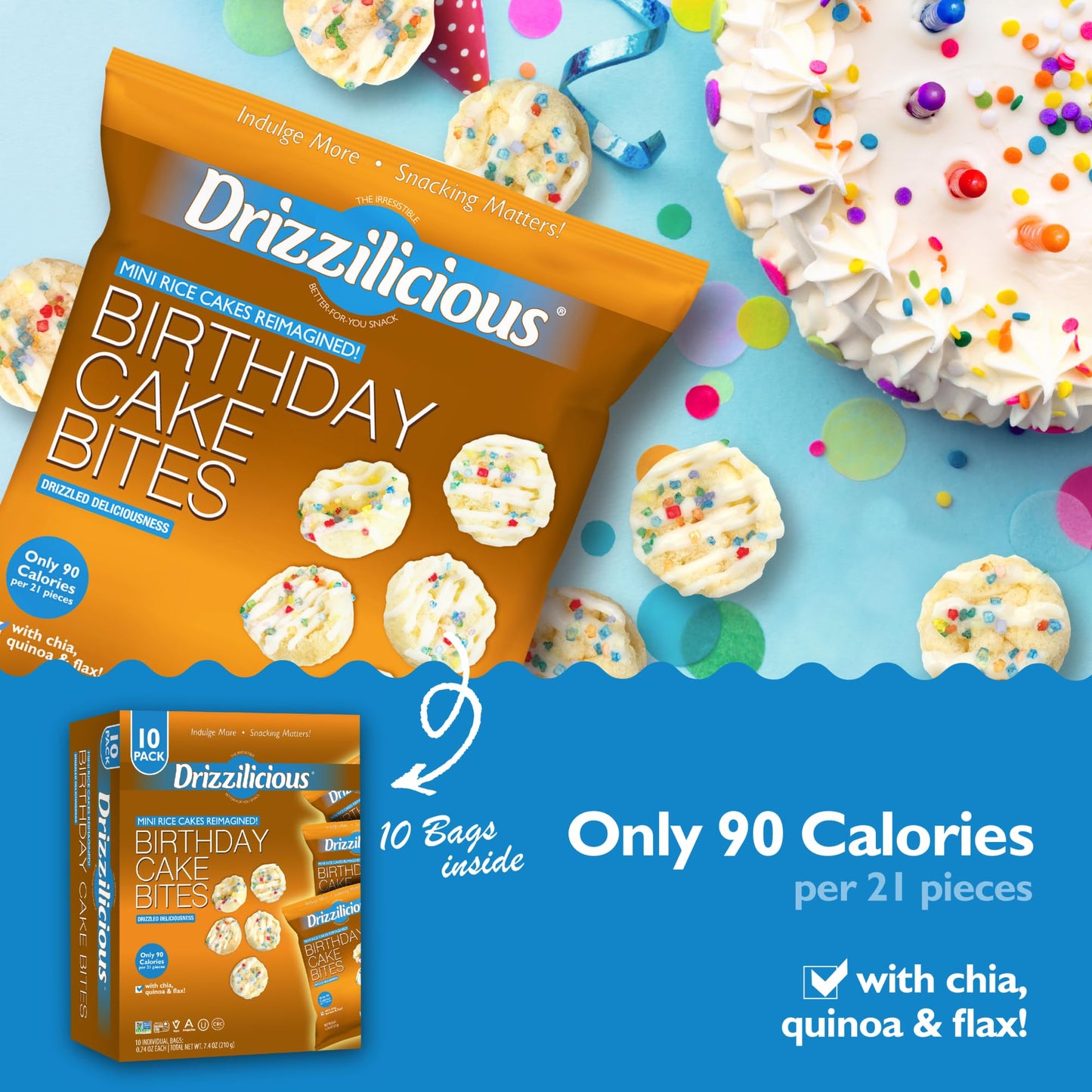 Drizzilicious Mini Rice Cakes - Vegan, Gluten Free