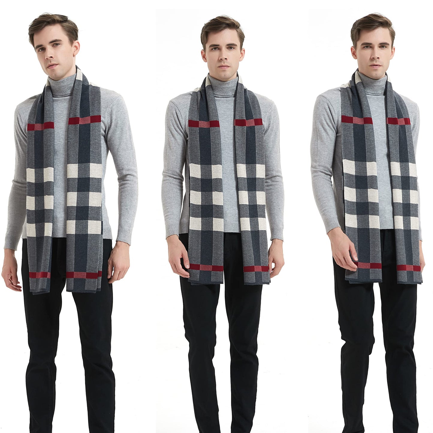 Men's Winter Cashmere Wool Scarf - Warm & Soft