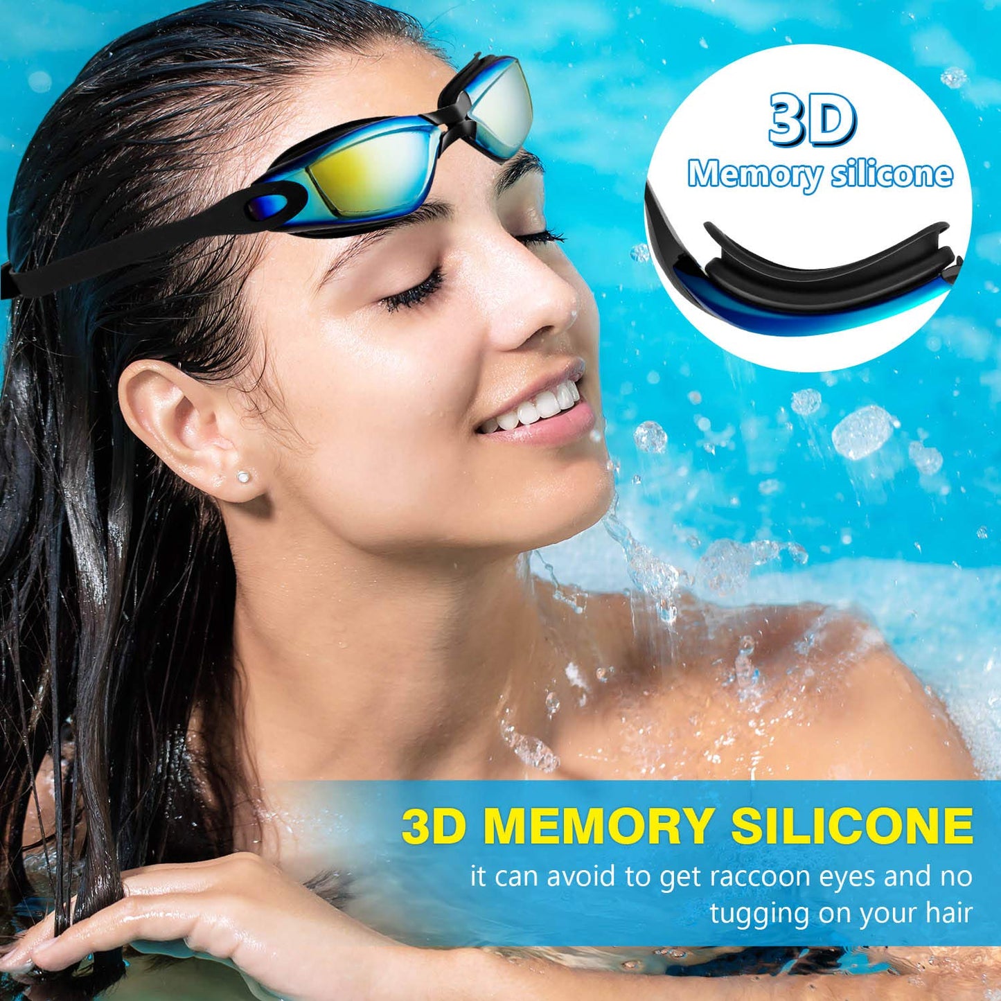 Wide View Anti-Fog Swim Goggles for Adults