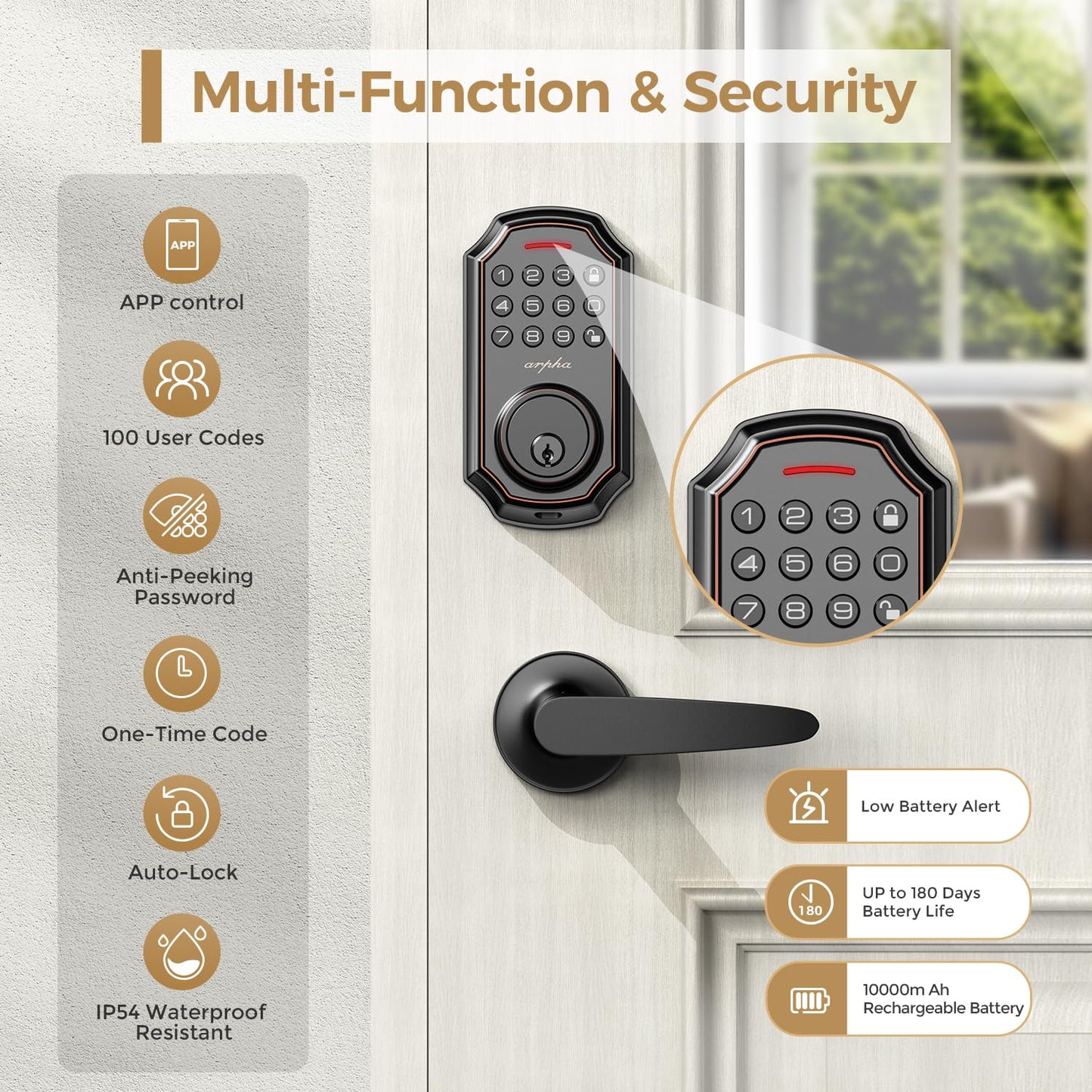 Bluetooth Smart Keyless Entry Door Lock Set