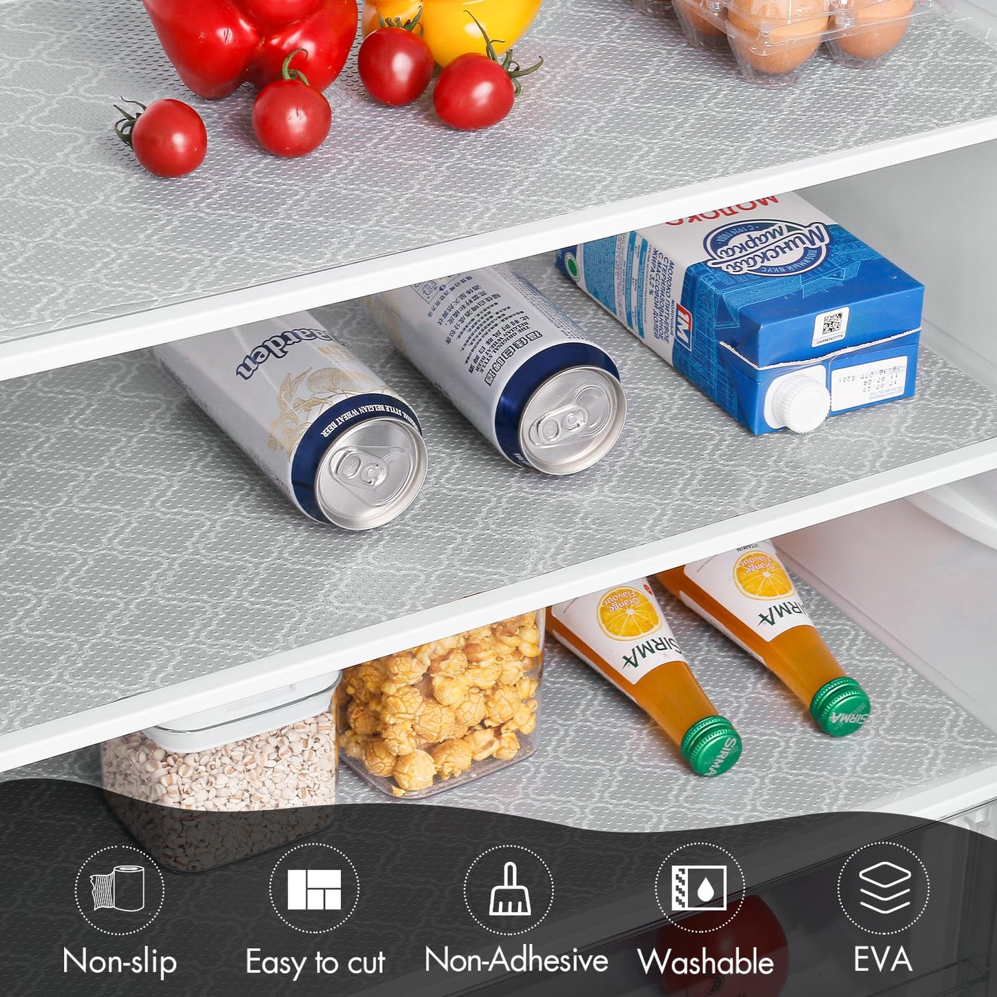 Cooyes Shelf Liner, Non-Slip Cabinet Liner, Washable Oil-Proof for Kitchen Cabinet with Modern Pattern, Durable EVA Shelves, Refrigerator, Storage, Desks, Pantry, Non Adhesive Drawers