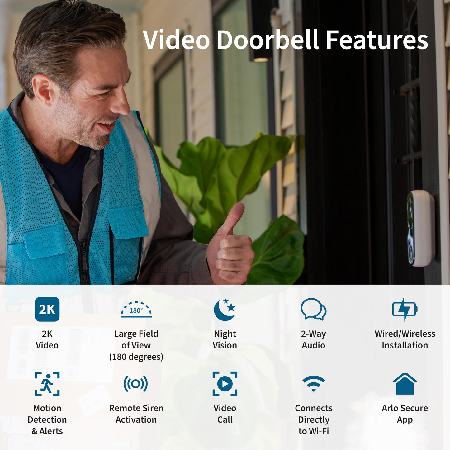 Arlo 2K Video Doorbell with 2-Way Audio