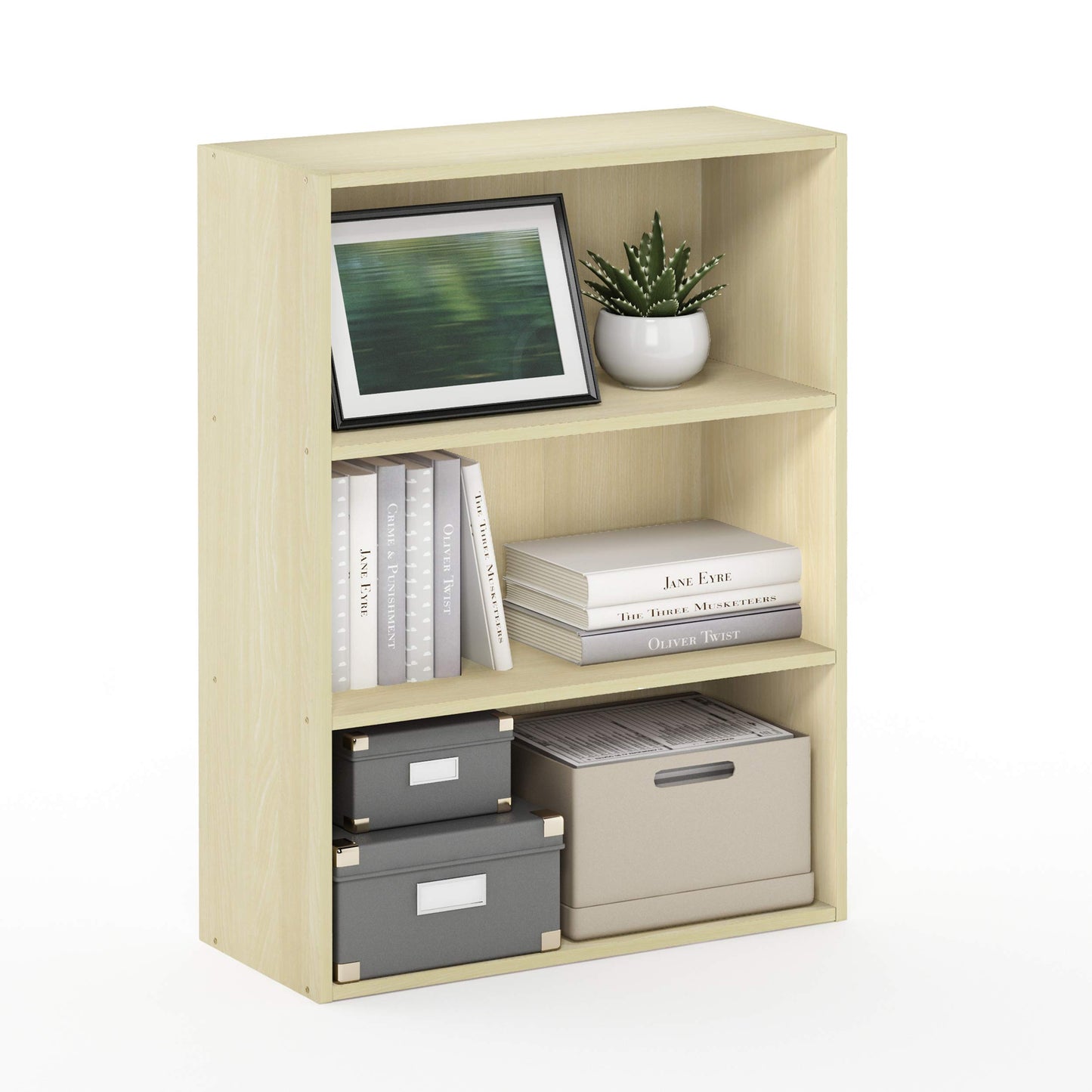 Furinno 3-Tier Open Shelf Bookcase in Maple