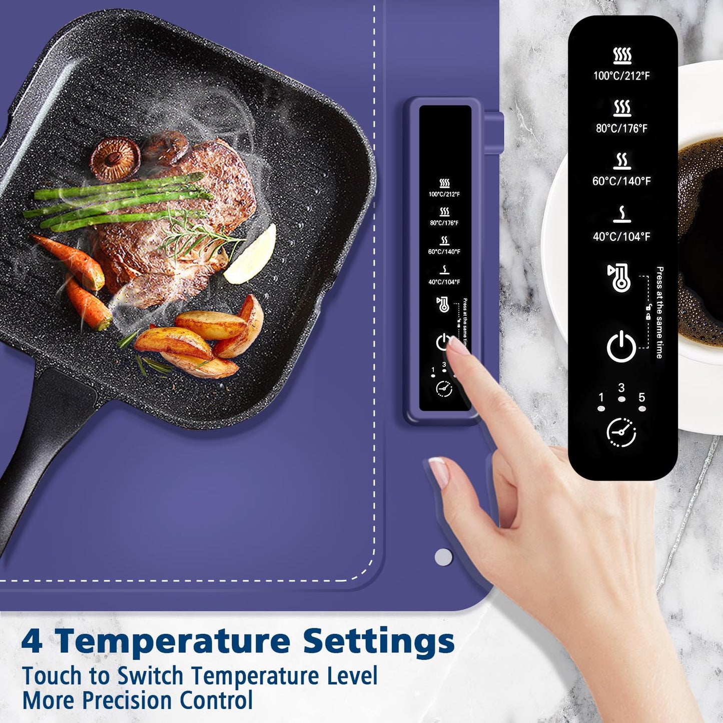 Electric Food Warming Tray with 4 Temperature Settings