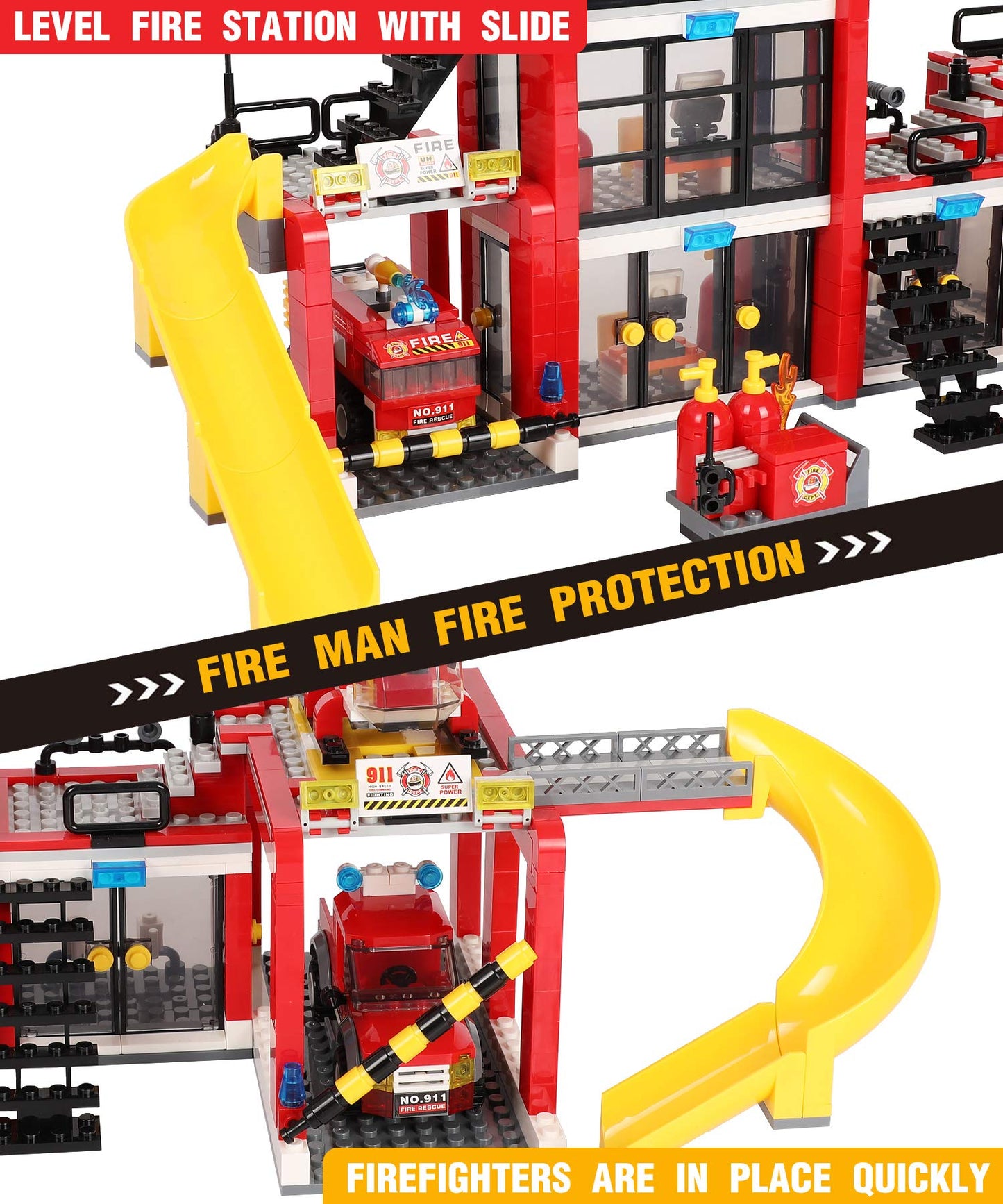 City Fire Station Building Blocks Set 896 Pieces